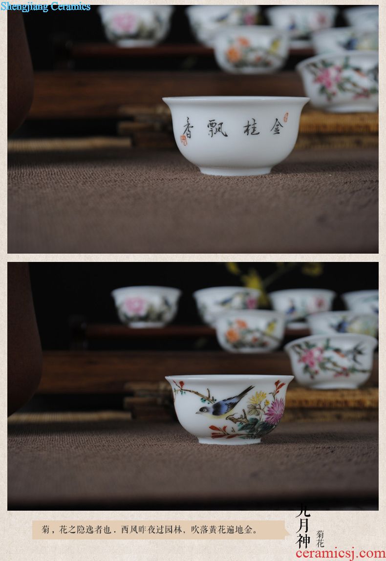 Owl jingdezhen kiln XY - CJ284C hand-painted ceramic famille rose tea tureen antique porcelain cups