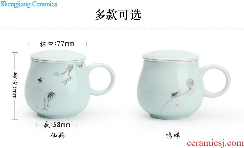 Three frequently hall hand-painted pastel sea points of tea ware jingdezhen ceramic tea tea set fair mug S32009 celadon and cup