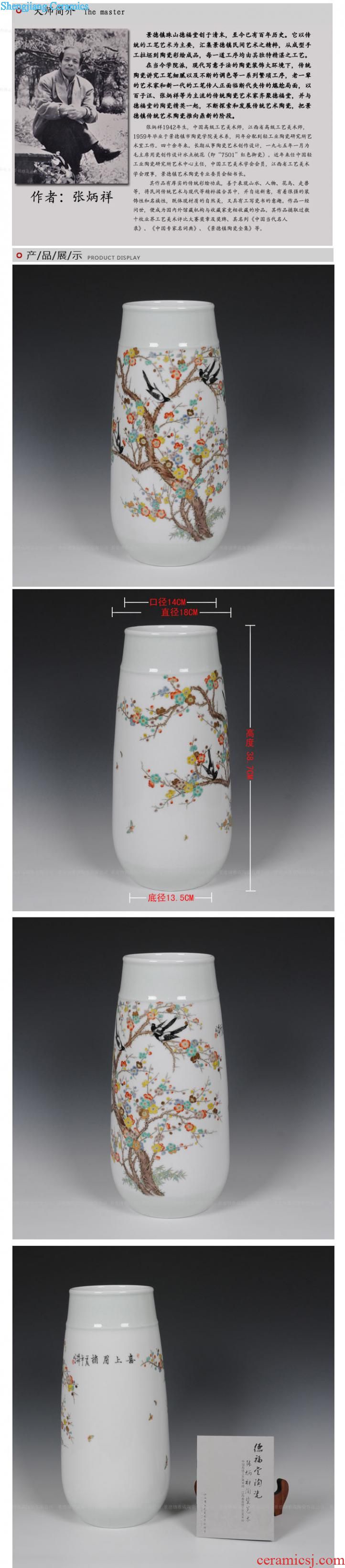 Jingdezhen ceramics painting of flowers and furnishing articles set manual art vase vase sitting room decorations arts and crafts