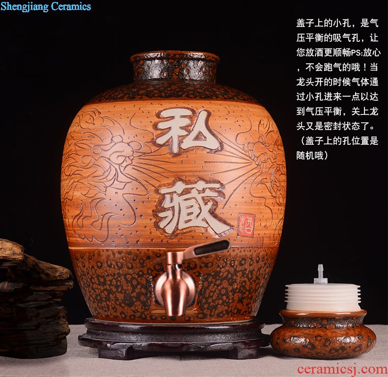 Retro jars hand-painted jugs with jingdezhen ceramic bottle wine jar tap 20 jins 30 jins it 50 kg