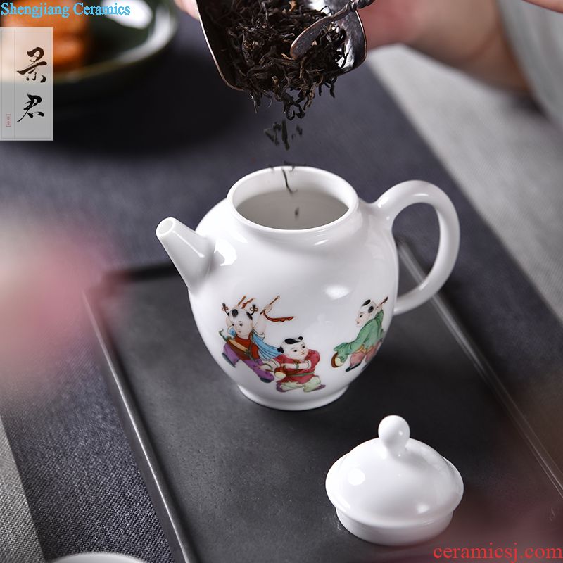 JingJun jingdezhen hand-painted ceramic teapot kung fu tea set single pot of tea set to filter the teapot