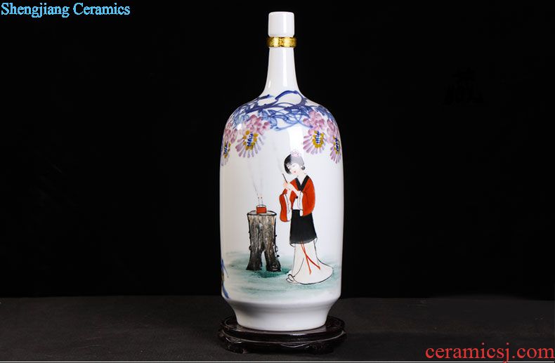 Archaize ceramic jars 20 jins 30 jins 50 it wine bottle with hip jingdezhen jars bubble wine jars