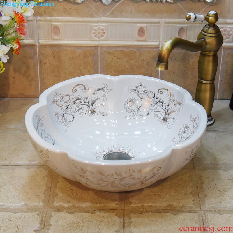 Jingdezhen ceramic small crack on the painting of flowers and flowers 30/35 cm bowl lavatory art basin basin