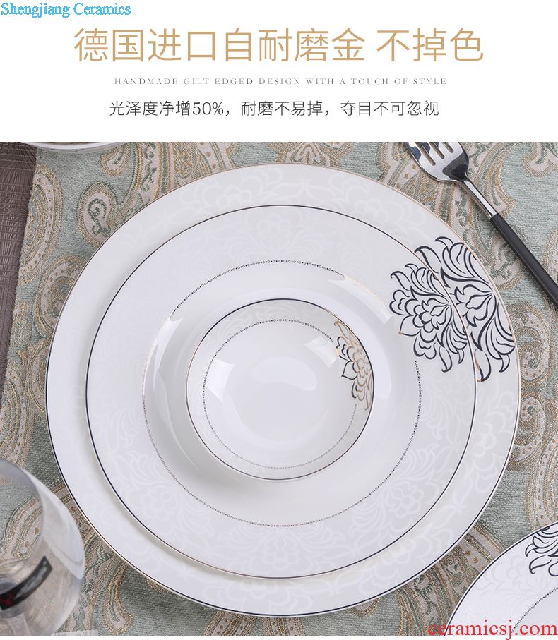 Dishes suit home dishes jingdezhen ceramic tableware Korean dishes with Chinese style set bowl plate combination bowl of gifts