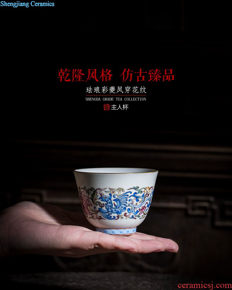 St the ceramic kung fu tea master cup hand-painted cylinder cup all hand jingdezhen blue and white baby play figure tea tea set