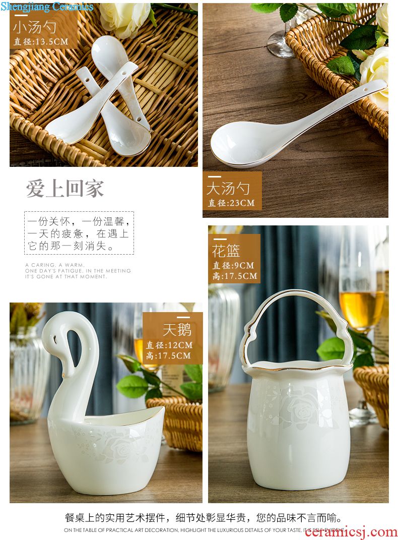 Dishes suit household jingdezhen bowls daily bone bone porcelain tableware suit ceramic dishes gifts at home