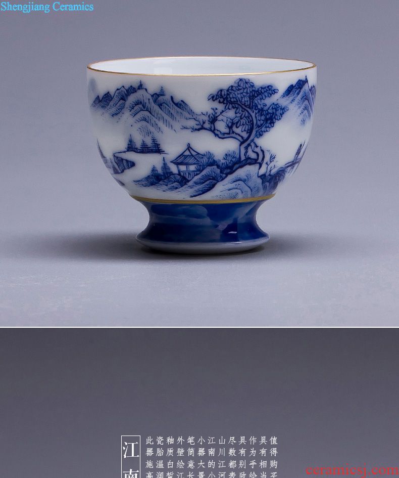 St step big ceramic bearing all hand pot hand-painted imitation king jingdezhen blue and white square tea tray kung fu tea tray the teapot