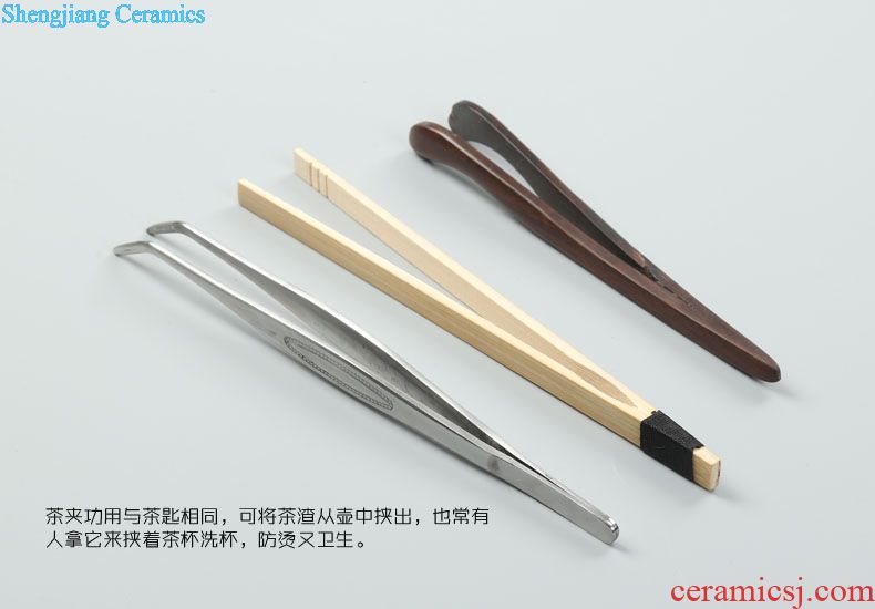 Is Yang celadon tea six gentleman bamboo wood ebony accessories tea art kung fu tea set clip ceramics