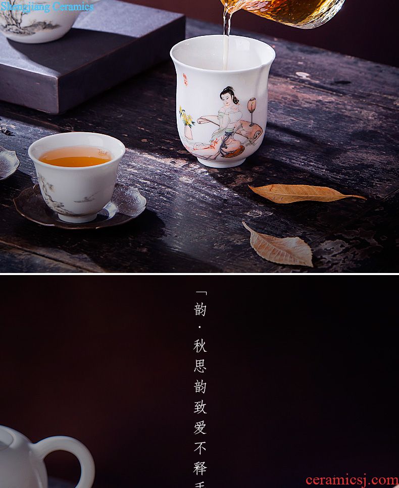 Tureen ceramic cups large three to kung fu tea bowl bowl hand jingdezhen pure hand draw blue and white porcelain tea set