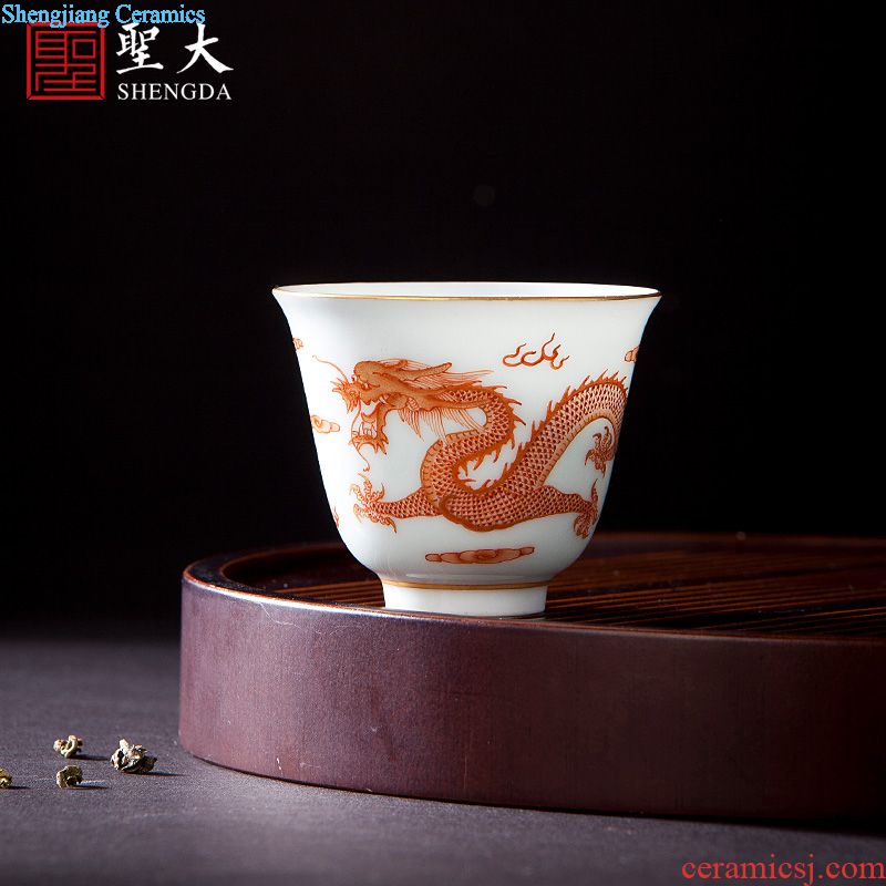 Holy big ceramic kung fu tea sample tea cup hand-painted porcelain moonlit both master cup of jingdezhen tea service single cup