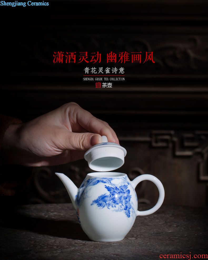 Holy big pine creek line office cup hand-painted ceramic ink in the boat make tea cup with lid handle all hand of jingdezhen tea service