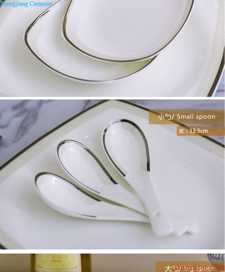 Jingdezhen ceramic plate round plate of household jobs steak disc creative fish bone porcelain plate Nordic cutlery set