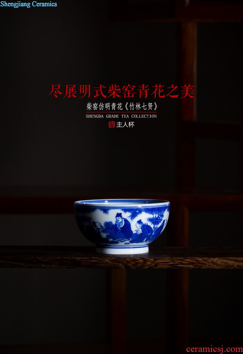 Santa teacups hand-painted wufu ceramics kung fu figure large bowl full manual tiger glass of jingdezhen tea service master