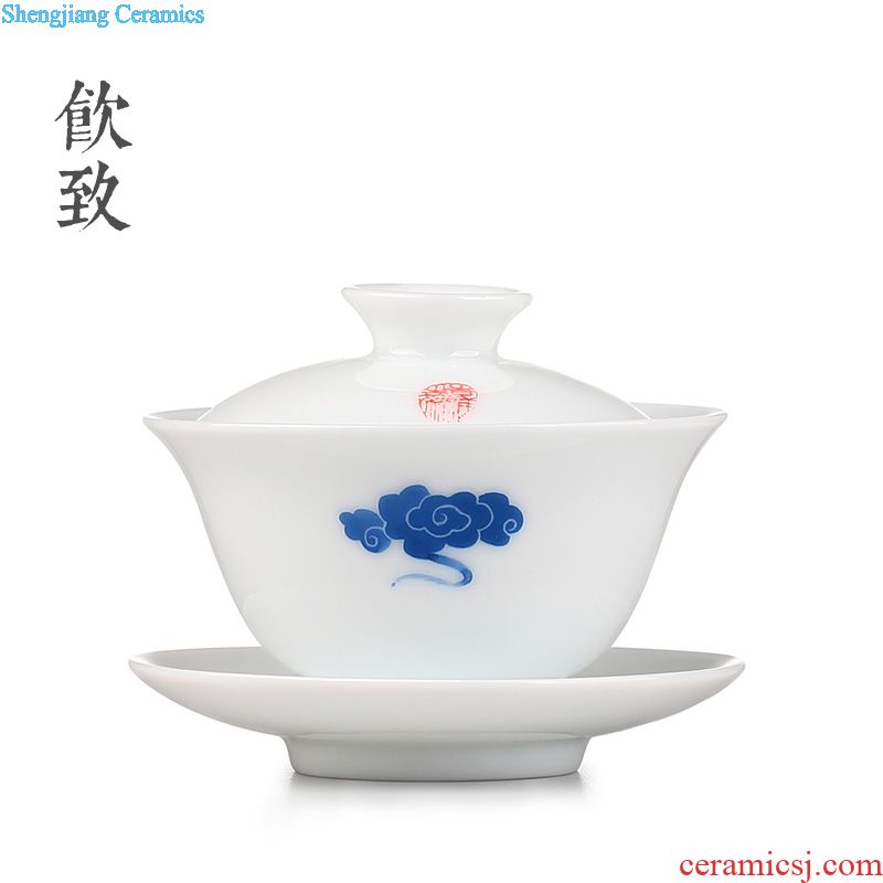 Drink to kiln hand-painted 9 woolly kung fu tea tureen jingdezhen porcelain tea set a complete set of kunfu tea