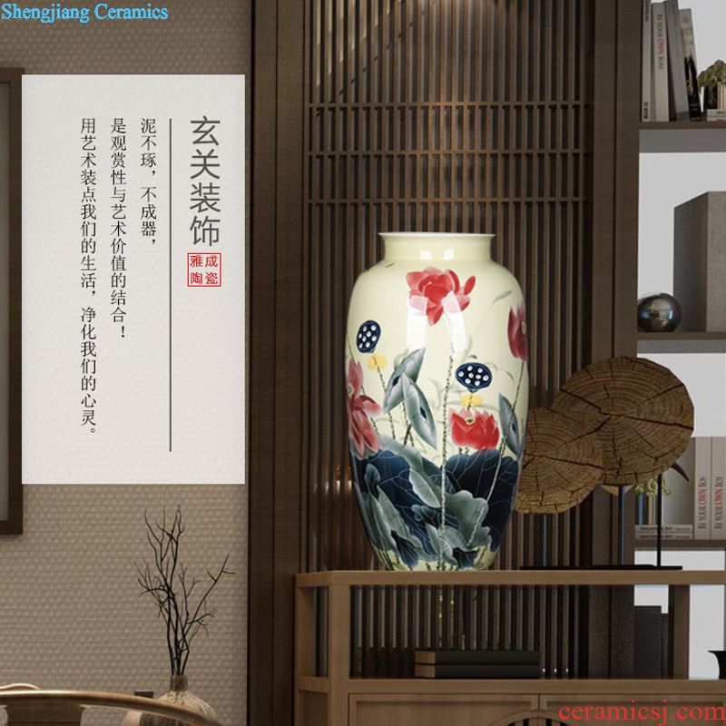 Jingdezhen ceramic home sitting room adornment hand-painted peony vases, furnishing articles new Chinese arts and crafts porcelain