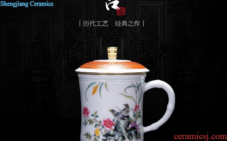 The big three to blue and white chrysanthemum tureen hand-painted ceramic large butterfly tattoo all hand jingdezhen kung fu tea tea bowl