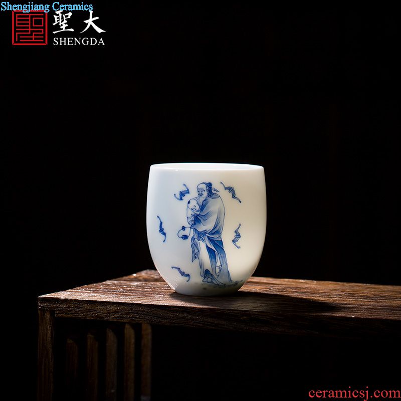 Holy big ceramic kung fu tea master cup new colour character maid hand-painted personal cup jingdezhen tea sample tea cup