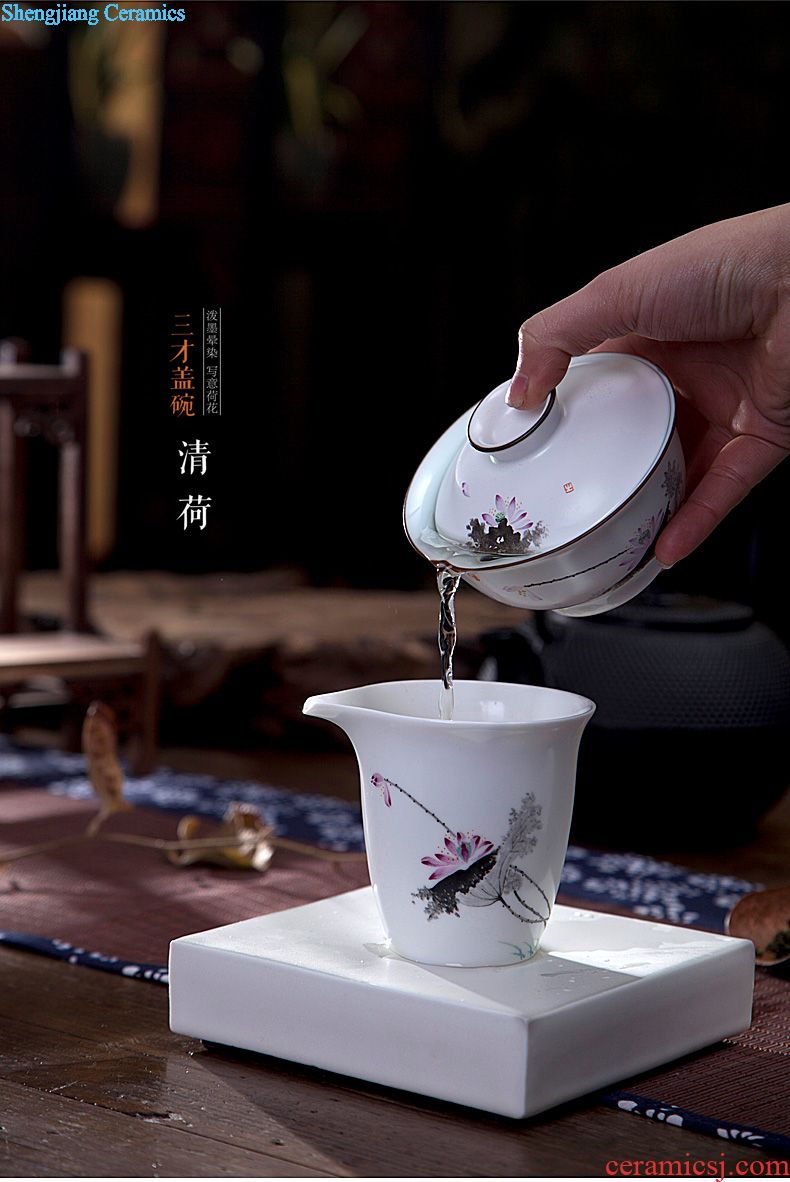 The big hand painted lotus kung fu jingdezhen ceramic sample tea cup tea cups manual single cup bowl with fine powder enamel