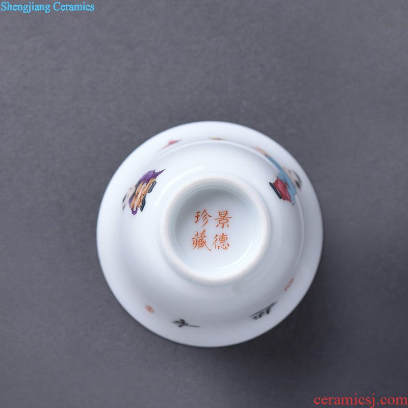 Hand-painted JingJun jingdezhen ceramics powder enamel design phoenix single hand tea cup cup host blue and white