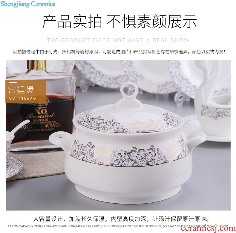 Jingdezhen tableware european-style bone bowls plates suit Chinese rural tableware bowl suit household of Chinese style and pure and fresh