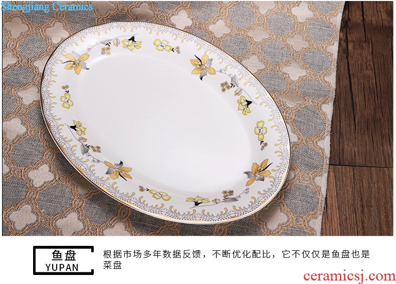 Dishes suit household of Chinese style of jingdezhen ceramic dishes household of Chinese style of high-grade gift set porcelain bowl chopsticks