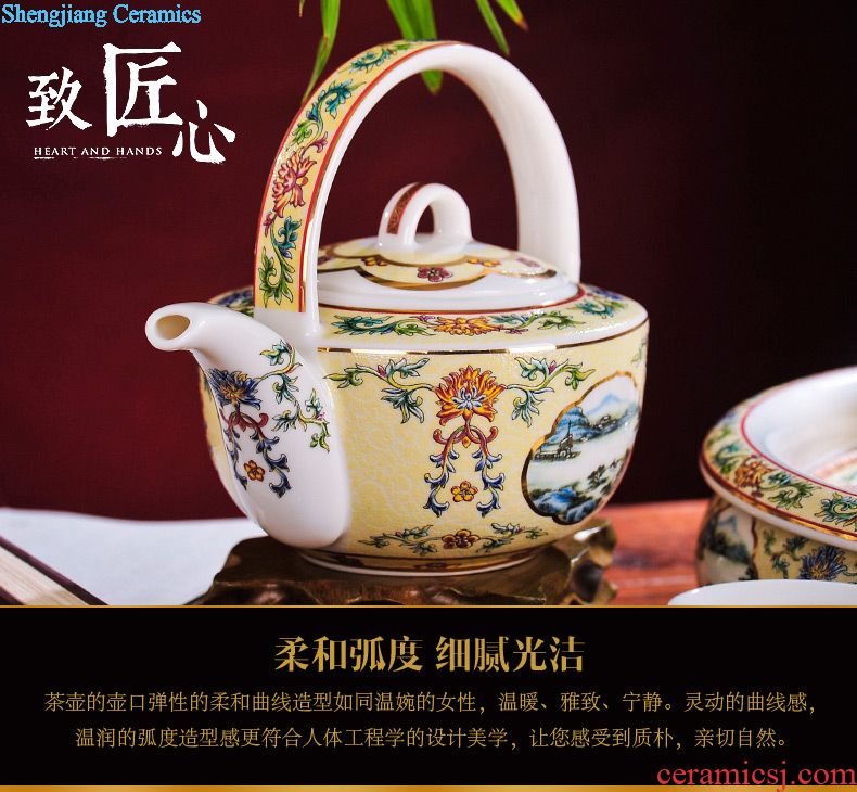 Jingdezhen colored enamel wine suit household ceramics hip wine liquor cup tray antique Chinese court points