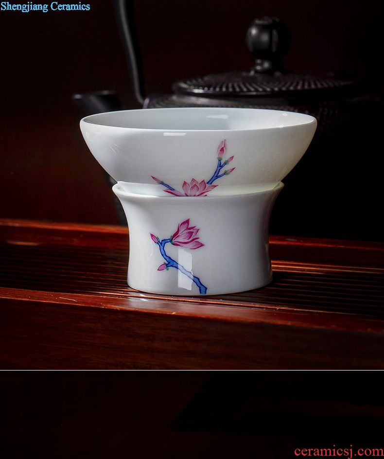 Holy big ceramic kung fu tea color suits hand-painted porcelain dou yulan eight head tureen jingdezhen set of tea cups