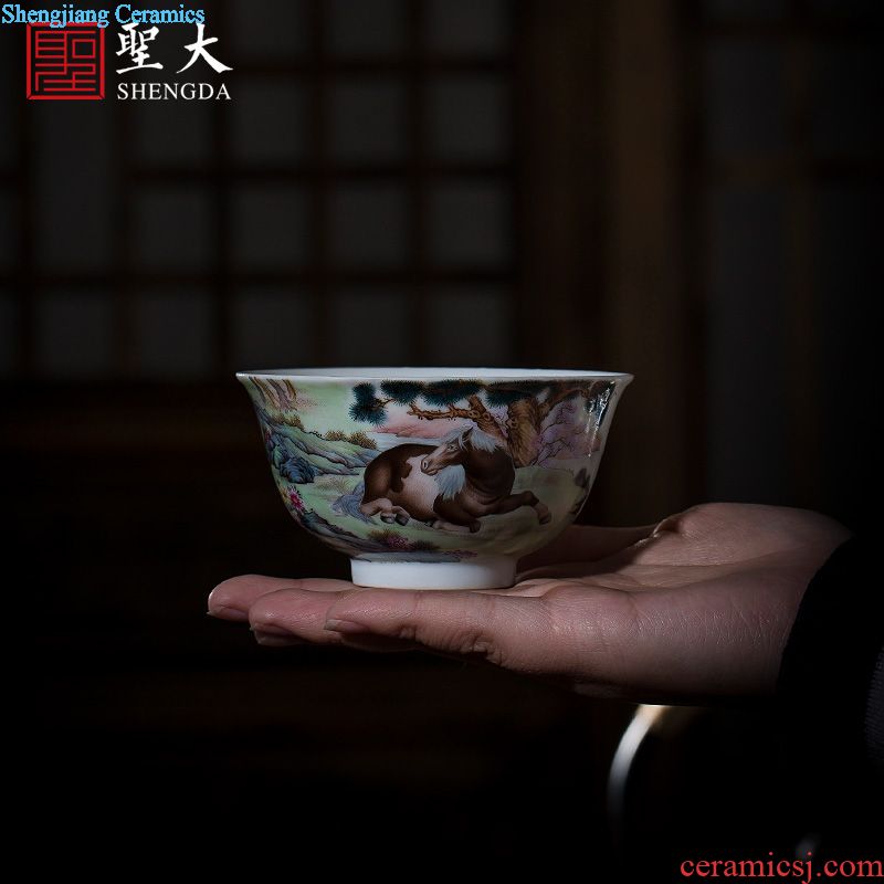 St the ceramic kung fu tea master cup hand-painted antique blue-and-white chrysanthemum lines cylinder cup all hand of jingdezhen tea service