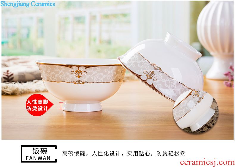 The dishes suit household bone jingdezhen porcelain tableware suit dishes household contracted Europe type western-style tableware portfolio bowl