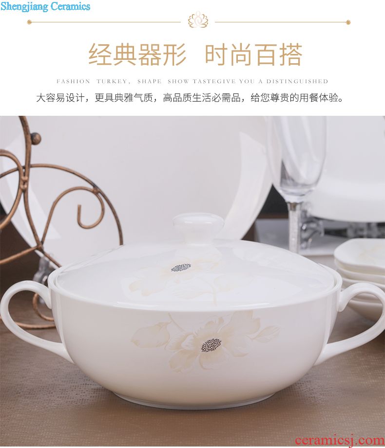 Tableware suit dishes with jingdezhen ceramic dishes suit Chinese bowl household combination Jane the cutlery gifts