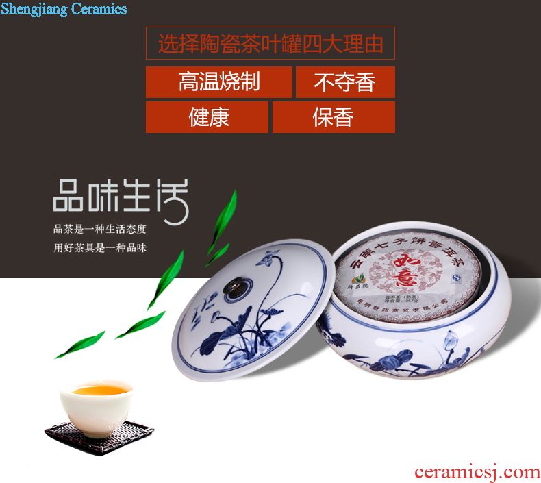 Jingdezhen ceramic moistureproof caddy retro puer tea canister to seal large creative general manual