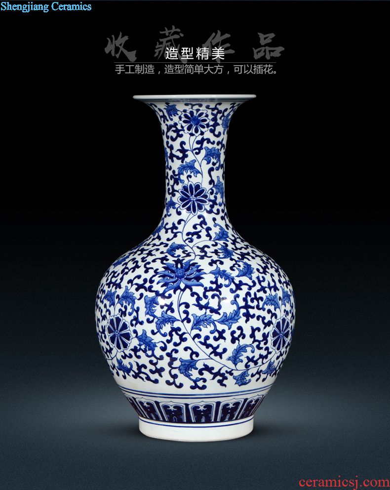 Jingdezhen ceramic landscape vase Chinese porcelain vase floret bottle porch decoration small place desktop sitting room