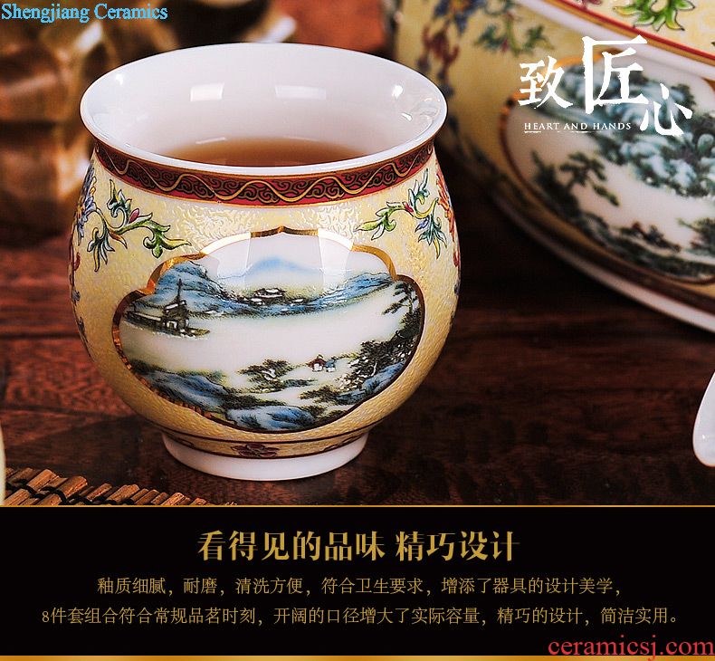 Jingdezhen colored enamel wine suit household ceramics hip wine liquor cup tray antique Chinese court points