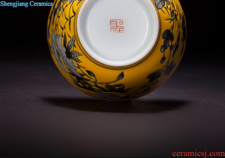 Holy big ceramic kung fu tea sample tea cup ji red colored enamel paint cup for cup all hand of jingdezhen tea service