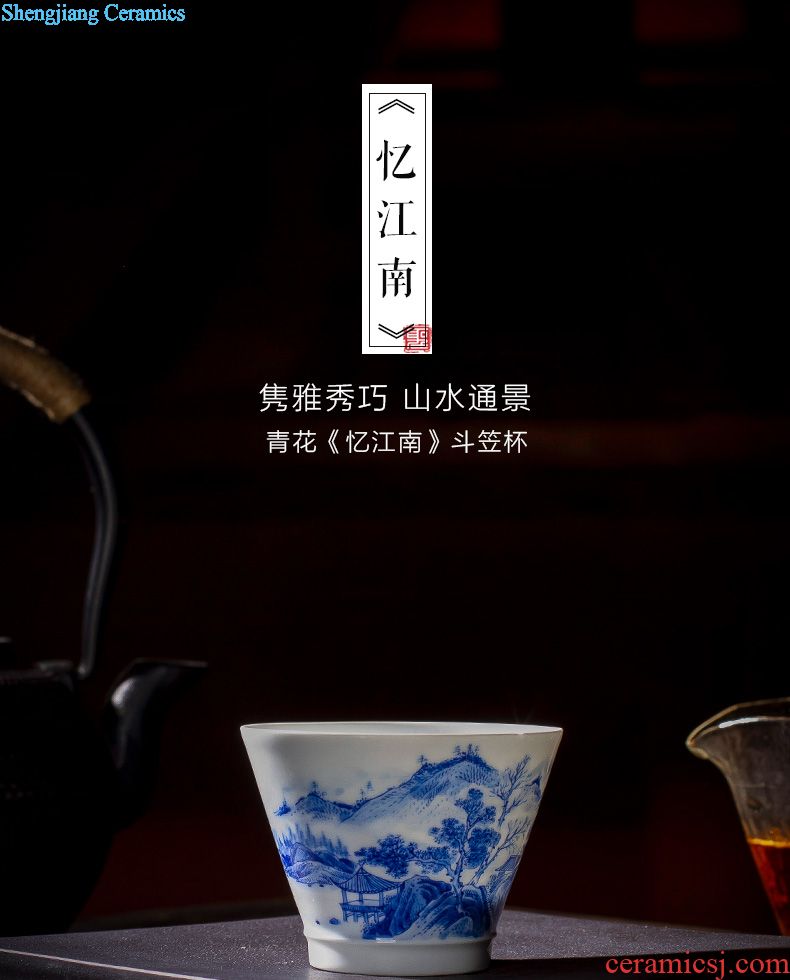 Holy big ceramic kung fu tea tea masters cup manual ji blue glaze colour, single cup jingdezhen tea sample tea cup