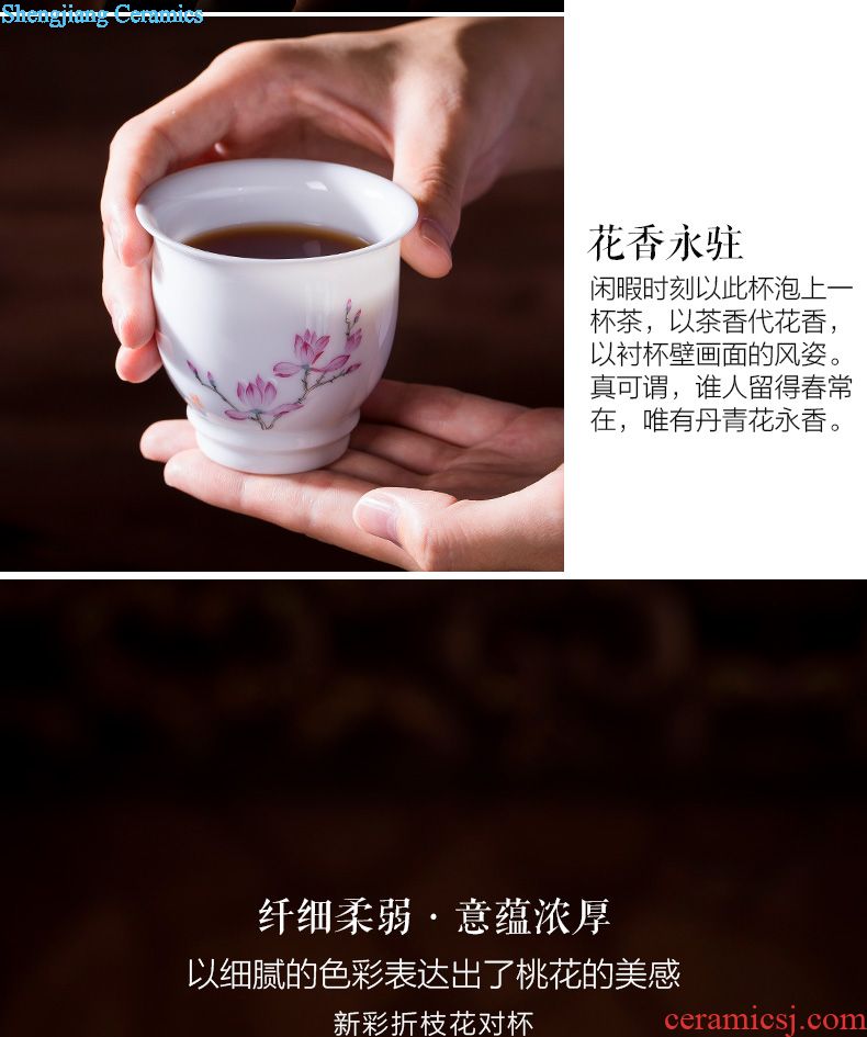 Holy big cup sample tea cup hand-painted ceramic kungfu pastel lad spring square cup all hand of jingdezhen tea service