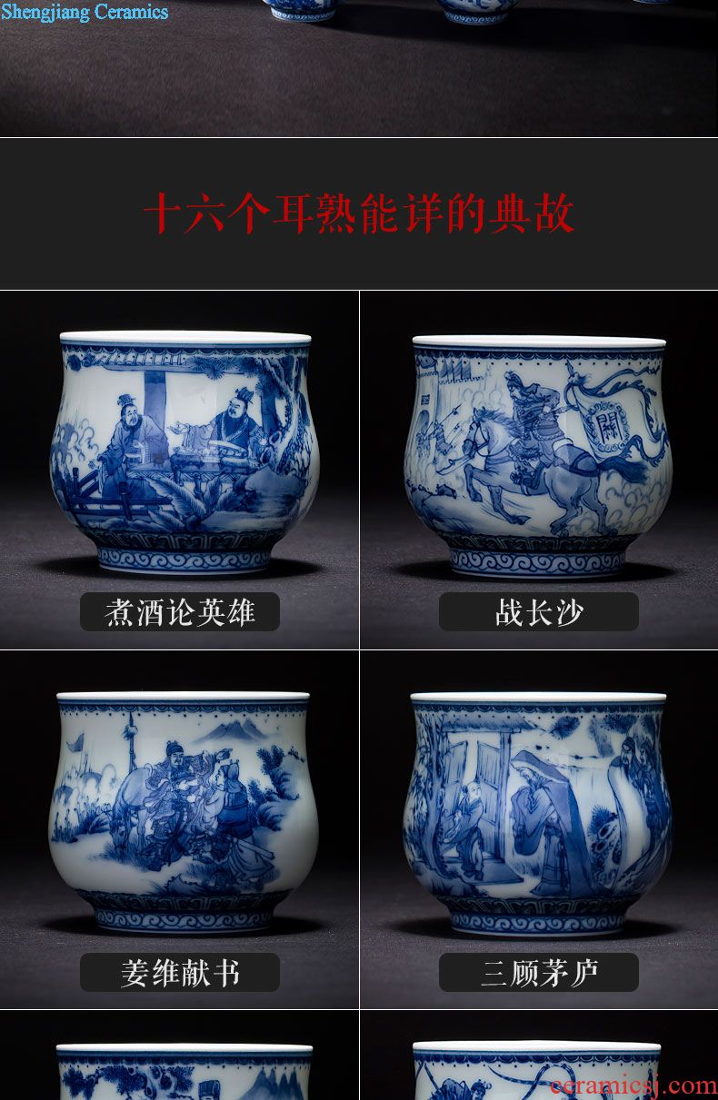 St the ceramic kung fu tea master cup gold base blue color ssangyong shou wen cup manual archaize of jingdezhen tea service