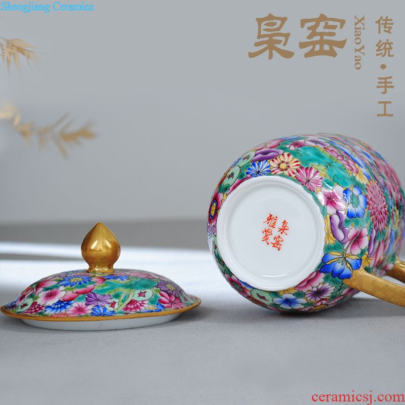 Jingdezhen wire inlay ceramic sample tea cup Colored enamel personal kung fu master cup single cup colored enamel lotus tea cups