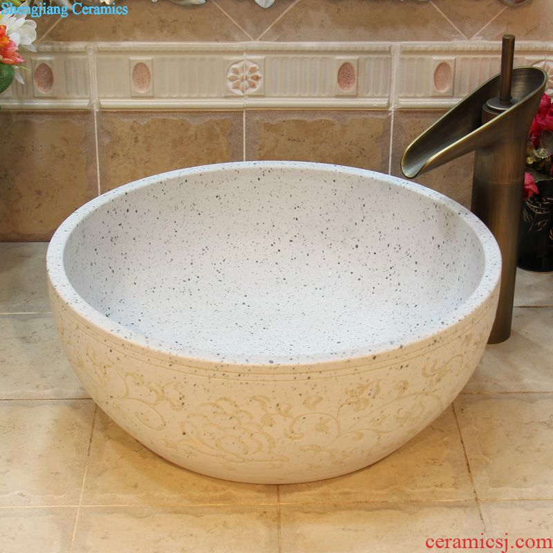 Jingdezhen ceramic lavatory basin stage basin art basin sink carved lotus lotus leaf type