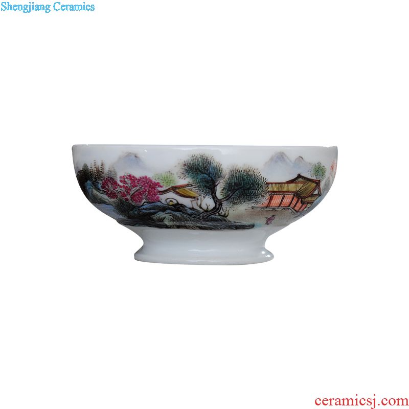 Jingdezhen sample tea cup your kiln azure on hand color ink landscape kung fu tea cup master cup bowl