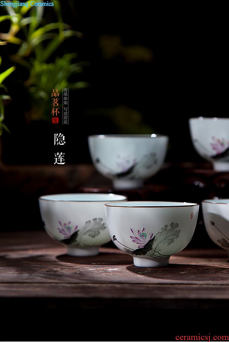 A clearance rule Ceramic kung fu tea colored enamel flower medallion around branches of flowers and birds teapot of jingdezhen tea service