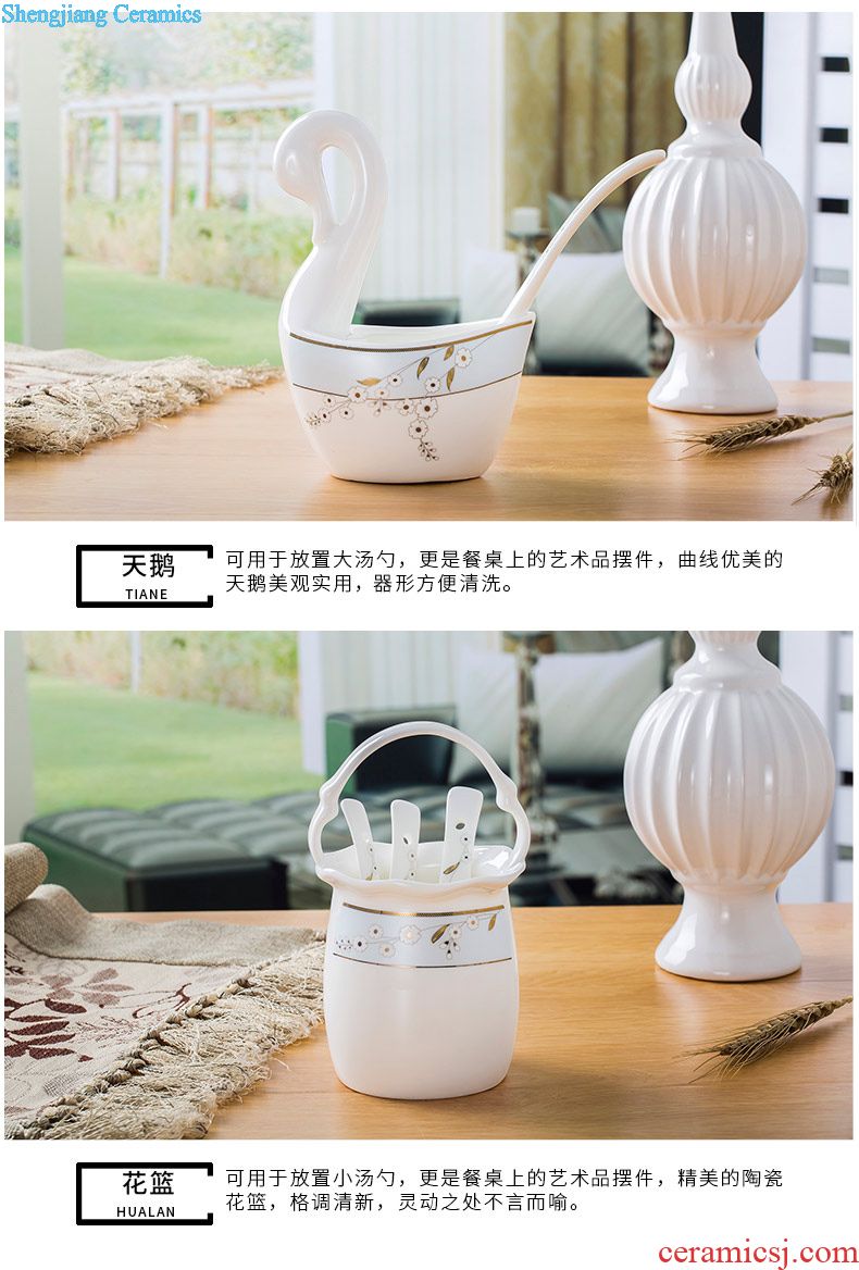 Jingdezhen ceramic tableware dishes suit European household 6 people get married for four sets of bowl housewarming gift ikea bowl