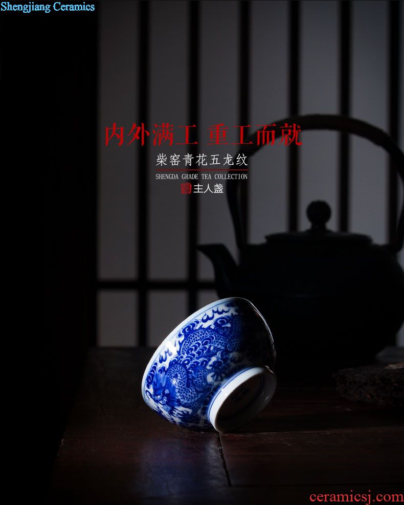 Santa teacups hand-painted ceramic kungfu antique blue-and-white dark BaXianCha lamp that masters cup sample tea cup of jingdezhen tea service