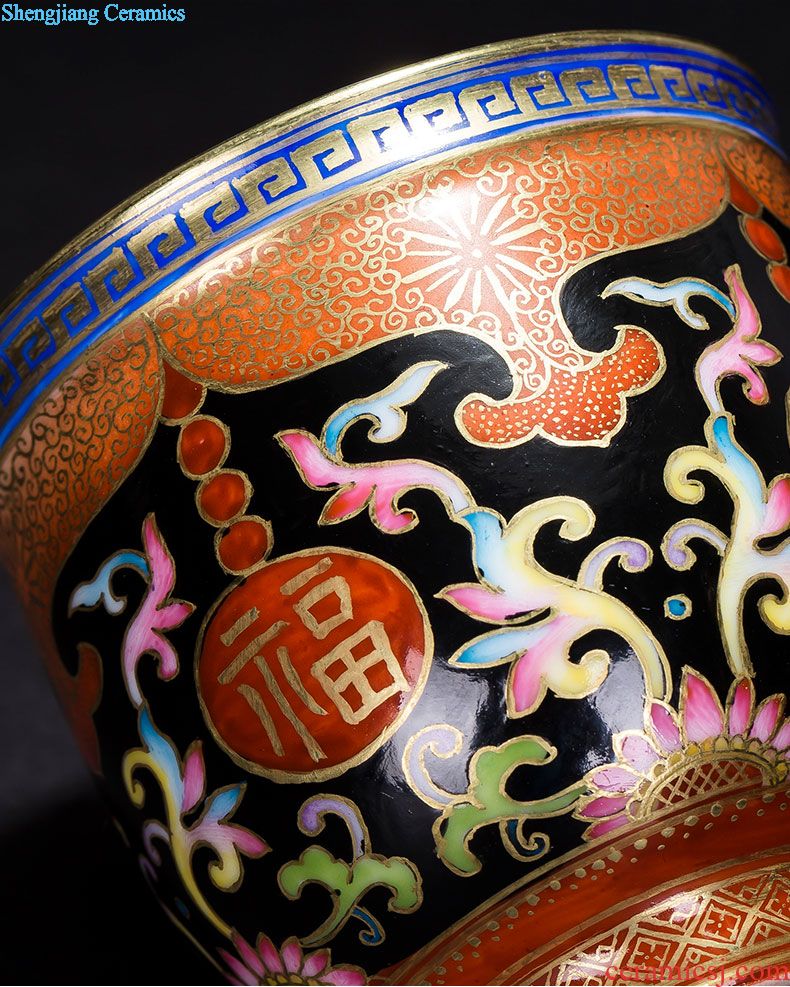 Kung fu tea hand colored enamel ceramic masters cup tie up lotus flower sample tea cup all hand jingdezhen tea cup