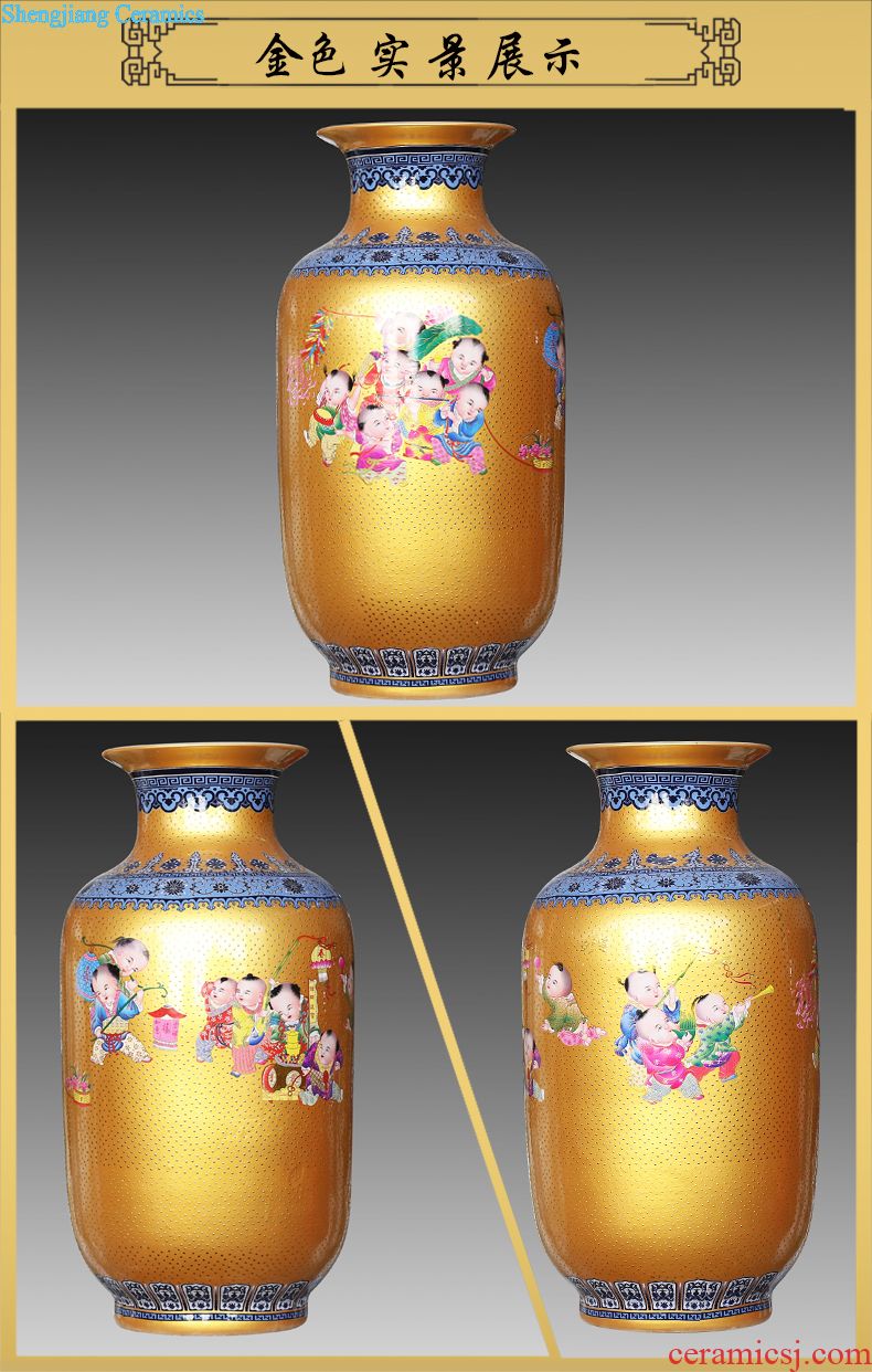 Jingdezhen ceramics powder enamel vase modern household sitting room adornment hotel furnishing articles 18 arhats floor company