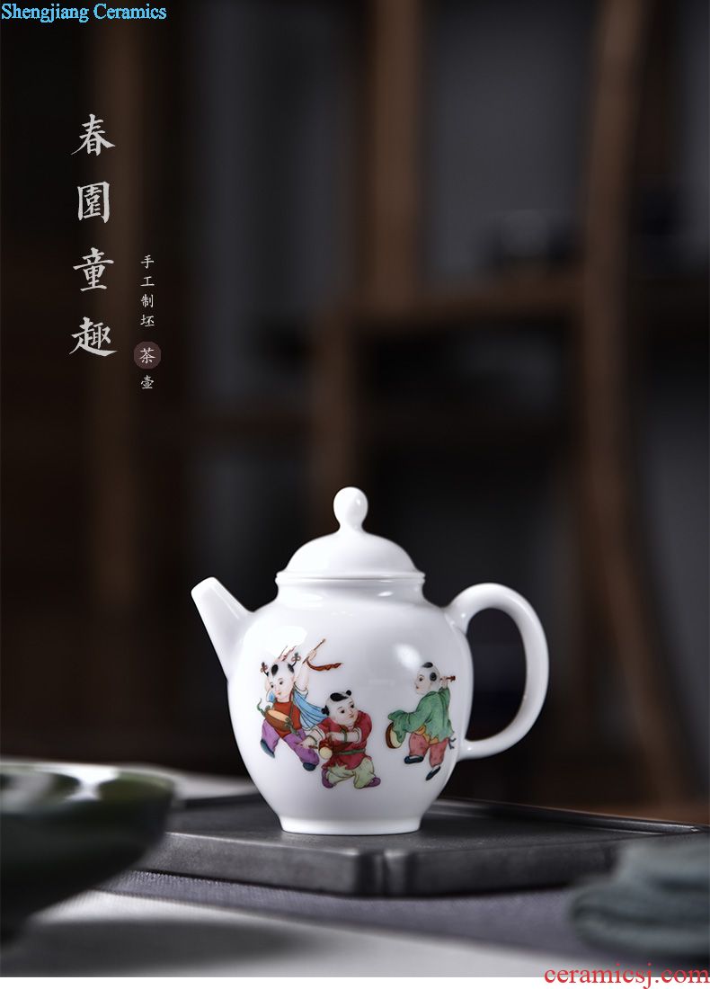 JingJun jingdezhen hand-painted ceramic teapot kung fu tea set single pot of tea set to filter the teapot