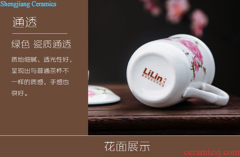 Ceramic mug cup with cover meeting office hotel 10 sets jingdezhen domestic cups cups not purple