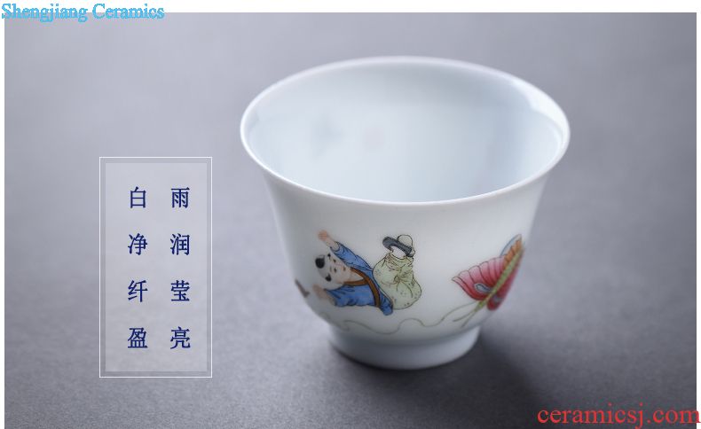 Hand-painted JingJun jingdezhen ceramics powder enamel design phoenix single hand tea cup cup host blue and white