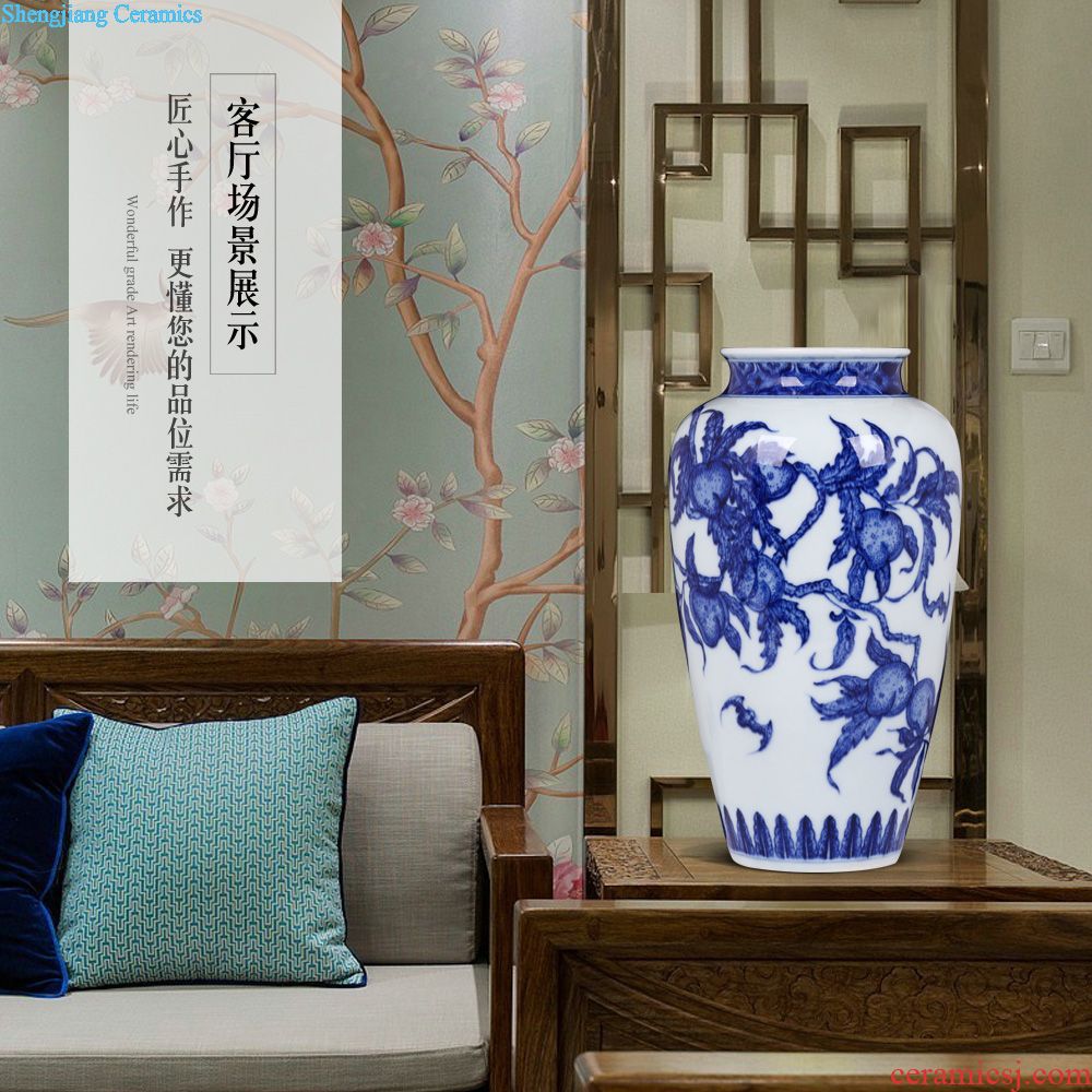 Jingdezhen blue and white jubilee ShouFuLu vase household ceramics furnishing articles imitation qing yongzheng flower arrangement sitting room adornment