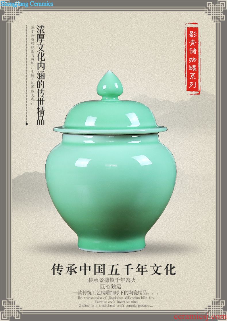 Jingdezhen blue and white ceramics storage tank caddy furnishing articles contracted sitting room adornment of modern household decoration